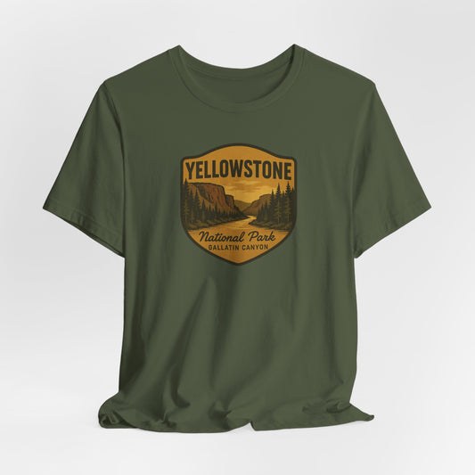 Military Green Yellowstone National Park Gallatin Canyon Men's Casual Tee