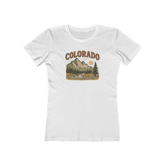 White Colorado "More Sun, More Fun" Women's Fitted Casual Tee