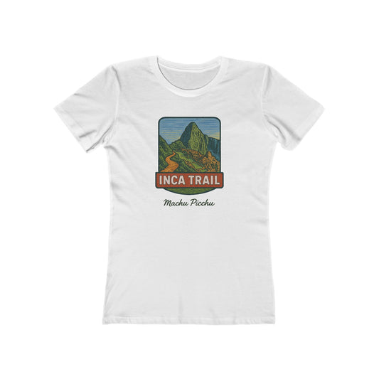 White Machu Picchu Inca Trail Women's Fitted Casual Tee