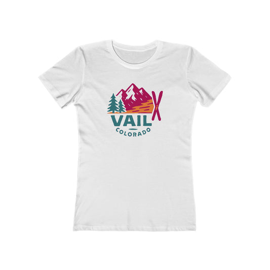 White Vail, Colorado Women's Fitted Casual Tee