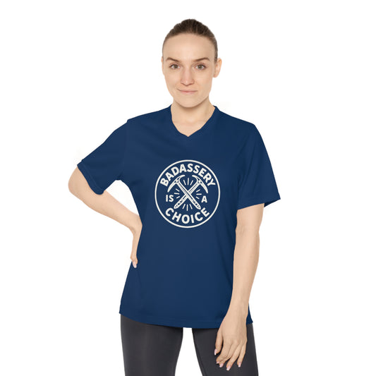 "Badassery Is a Choice" Emblem Women's Activewear V-Neck Tee