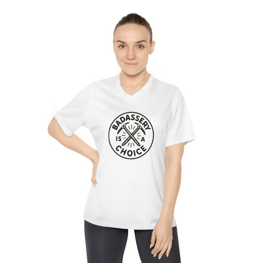 "Badassery Is a Choice" Emblem Women's Activewear V-Neck Tee
