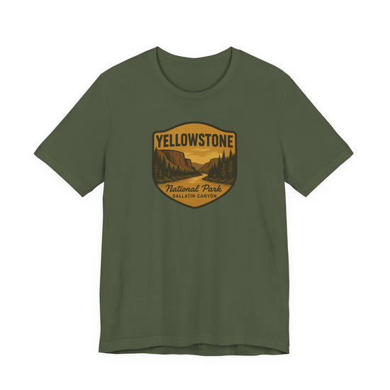 Military Green Yellowstone National Park Gallatin Canyon Men's Casual Short Sleeve Tee