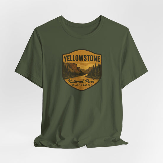 Military Green Yellowstone National Park Gallatin Canyon Men's Casual Tee