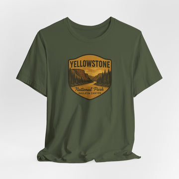 Military Green Yellowstone National Park Gallatin Canyon Men's Casual Tee