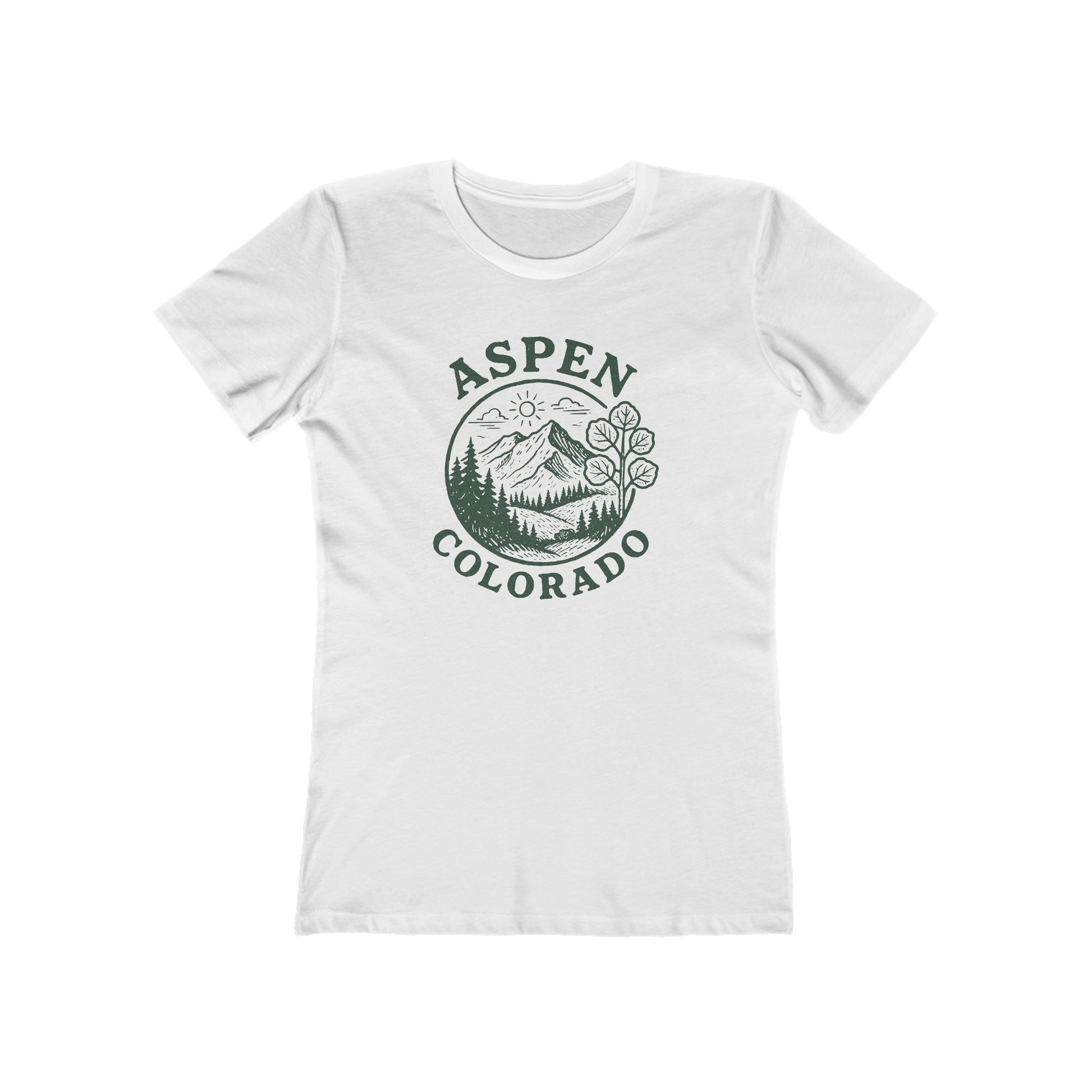 White Aspen, Colorado Women's Fitted Casual Tee