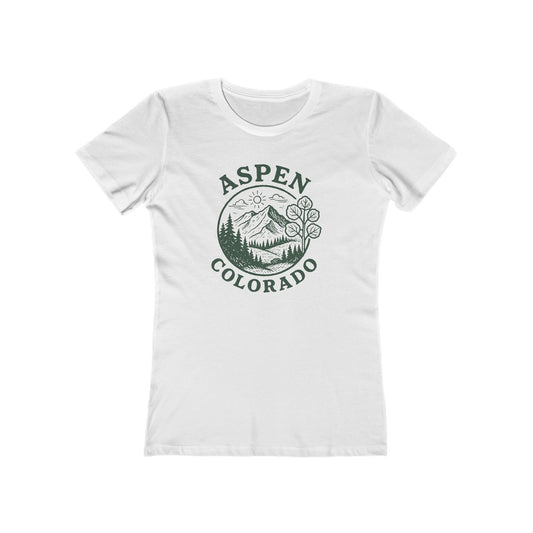 White Aspen, Colorado Women's Fitted Casual Tee