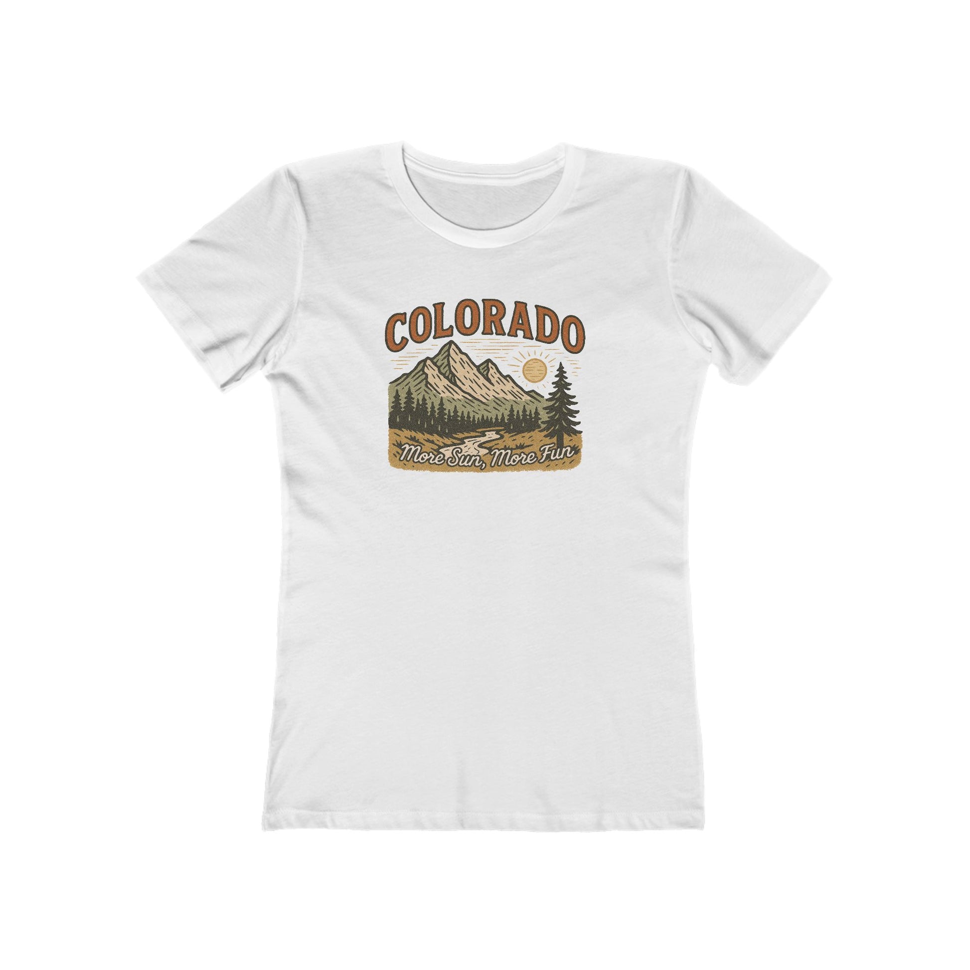 White Colorado "More Sun, More Fun" Women's Fitted Casual Tee