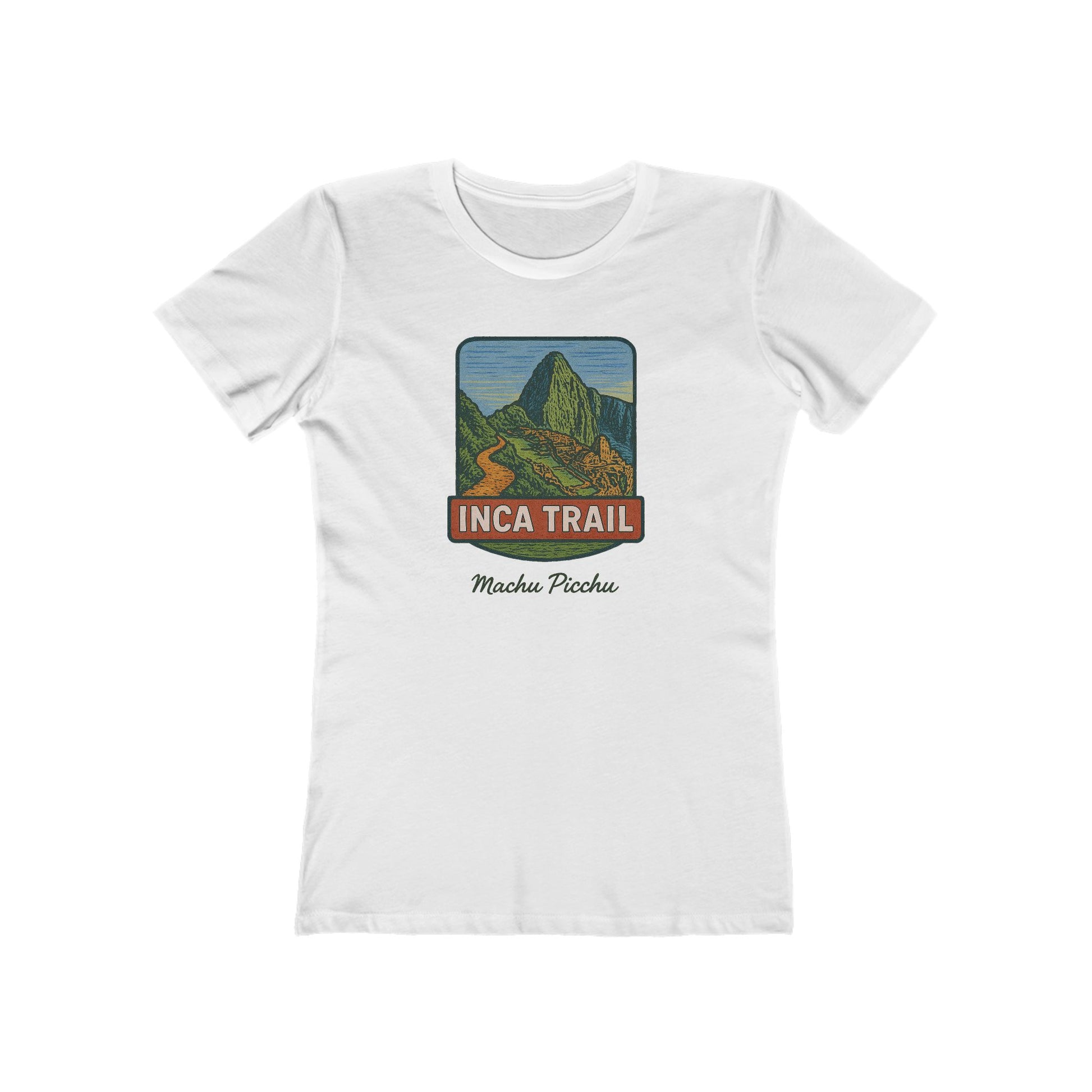 White Machu Picchu Inca Trail Women's Fitted Casual Tee