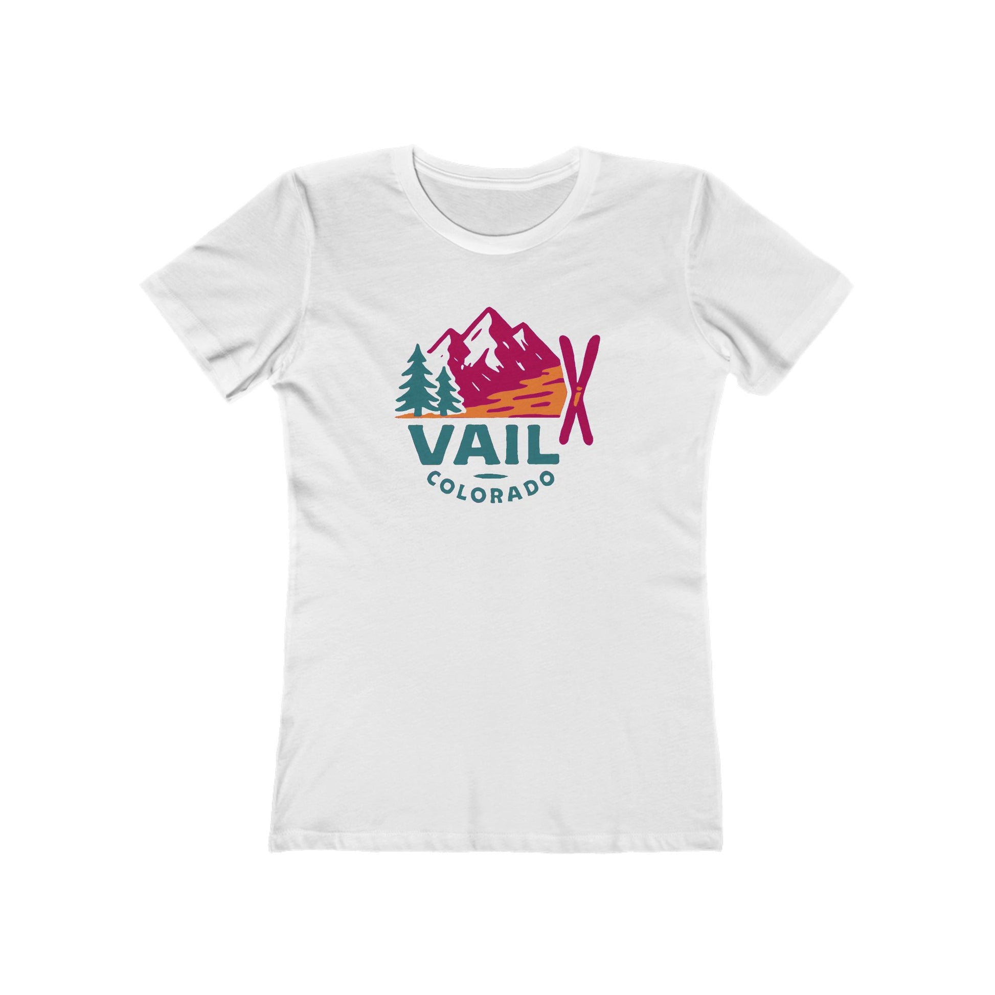 White Vail, Colorado Women's Fitted Casual Tee